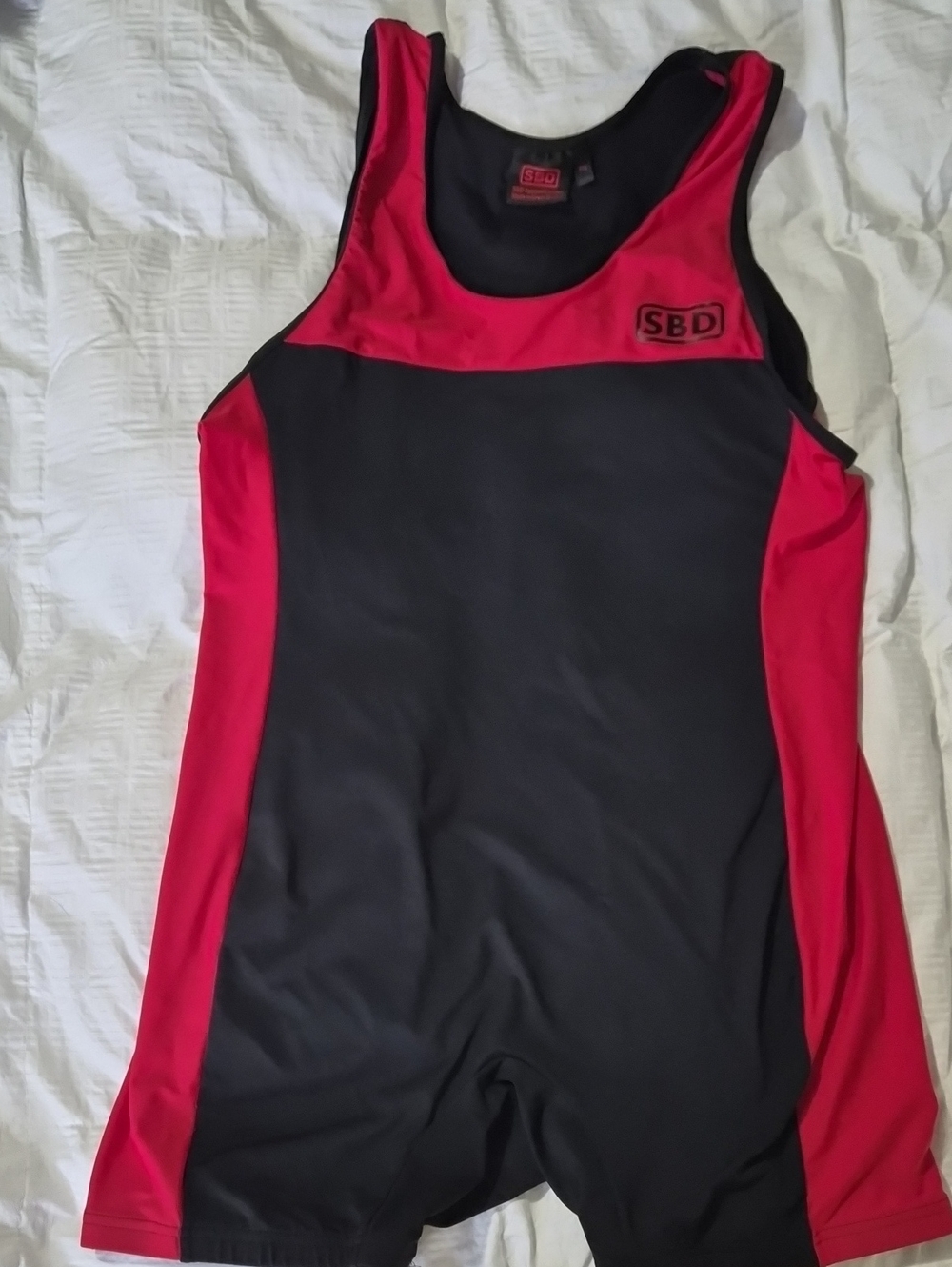 Mens XXL Black & Red SBD One-Piece Singlet